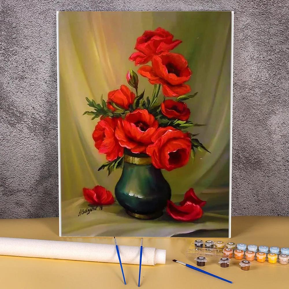 Flower Vase Coloring By Numbers Painting Package Acrylic Paints 40*50 Picture By Numbers Photo Wall Decoration  Kids  Drawing