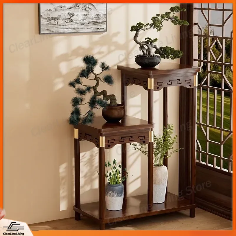 for Chinese flower rack living room floor to ceiling multi layer solid wood flower table rack balcony new indoor flower pot