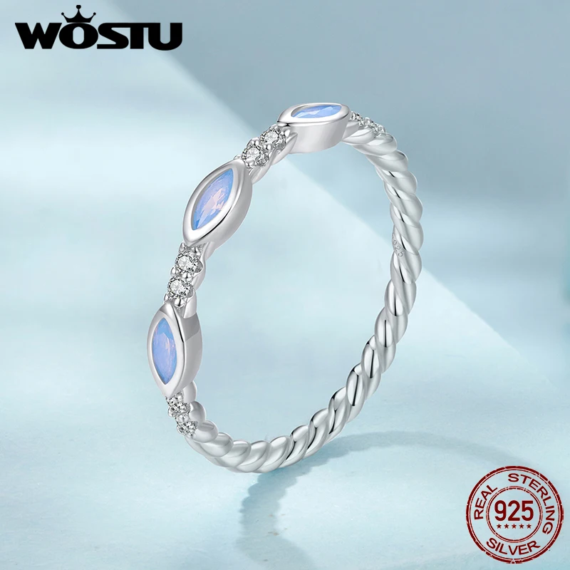 WOSTU 925 Sterling Silver Purple Nano Opal Ring White Gold Plated for Women Fine Jewelry Party Dating Wedding Vintage Gift