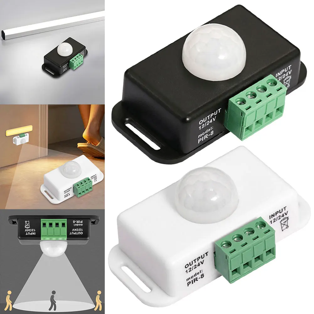 DC 12V 24V 8A Automatic Adjustable PIR Motion Sensor Switch IR Infrared Detector Light Switch Module for LED Strip Light Lamp