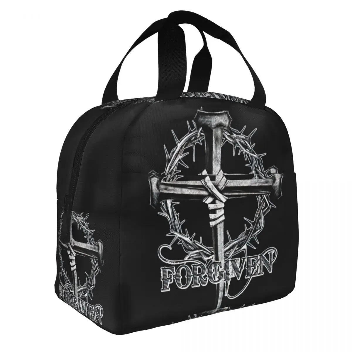 

Cross Jesus Lunch Bento Bags Portable Aluminum Foil thickened Thermal Cloth Lunch Bag for Women Men Boy