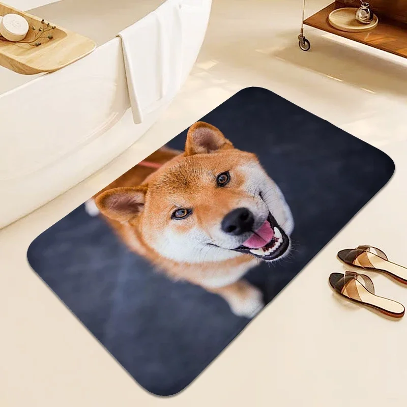 Bathroom Mat Shiba Inu Rug for Bedroom Doormat Entrance Door Living Room Bedroom Floor Carpet Anti Slip Modern Home Decoration