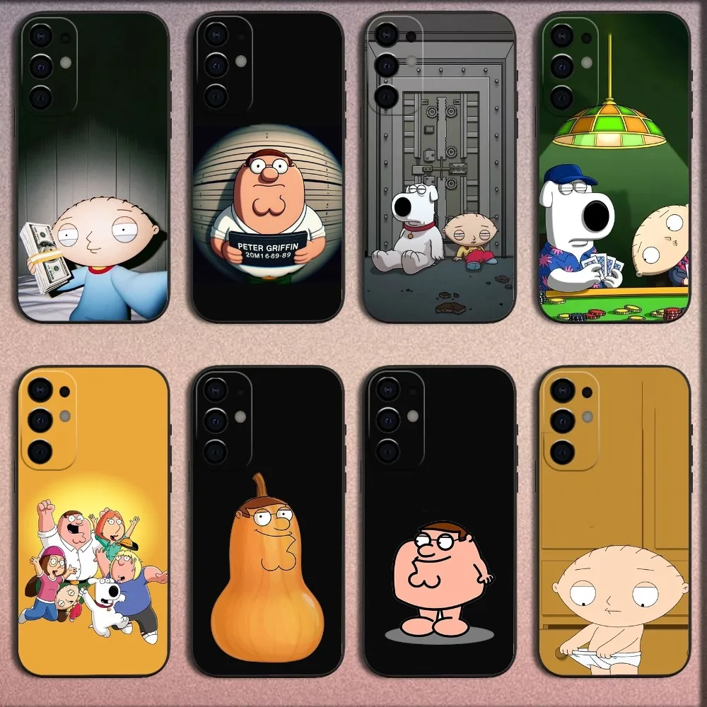 F-Family Funny Guy Phone Case For Samsung S25,S24,S21,S22,S23,S30,Ultra,S20,Plus,Fe,Lite,Note,10,9,5G Black Soft Cover