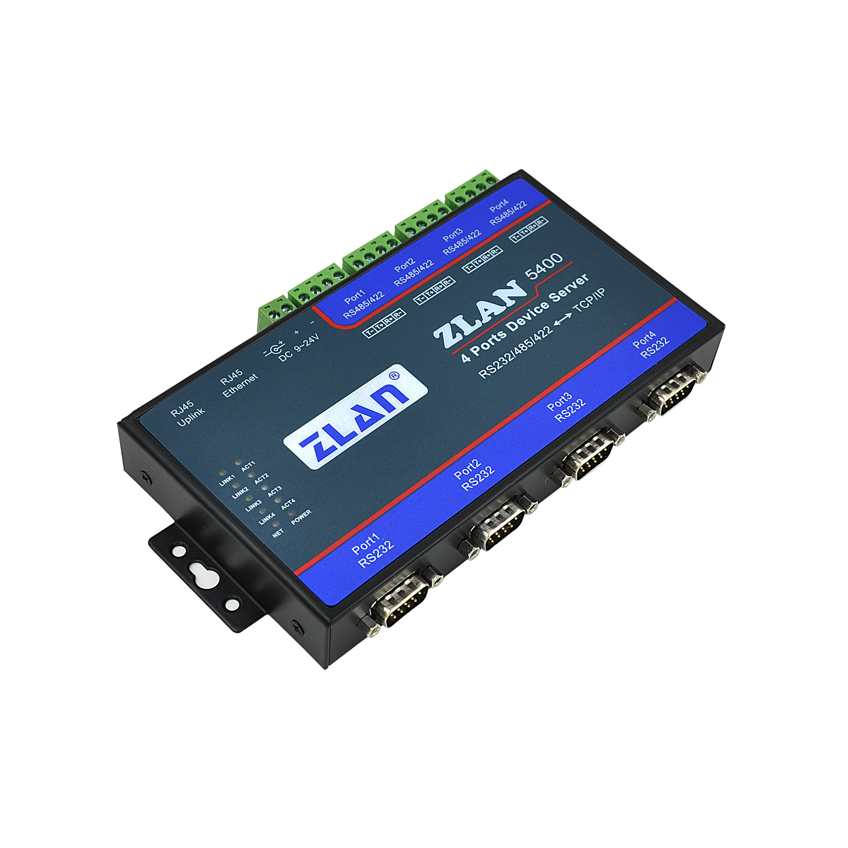 ZLAN5440 4 portas RS232 485 422 para Ethernet TCP IP RJ45 Modbus RTU para TCP Gateway Converter Servidor de dispositivo serial