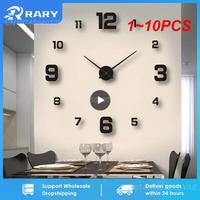 1~10PCS Large Wall Clock 3D Luminous Frameless Wall Clocks Digital Clock Wall Stickers Silent Clock for Home Living Room