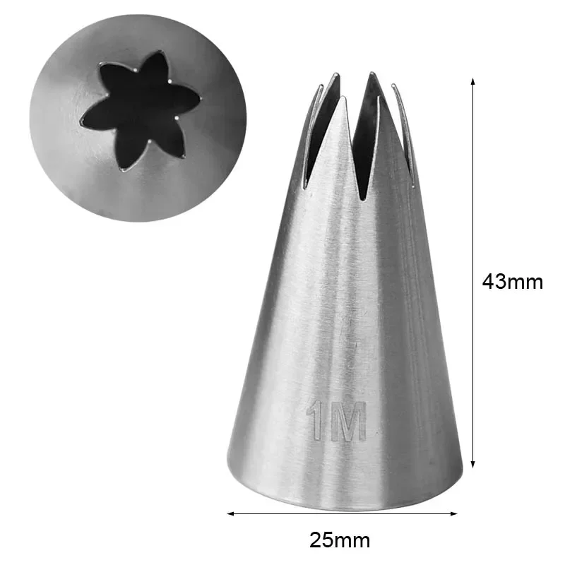 Open Star Pastry Tips for Cakes Confectionery 6 Teeth 1M Cream Pastry Nozzles reposteria Fondant Decorating Tips Baking Tools