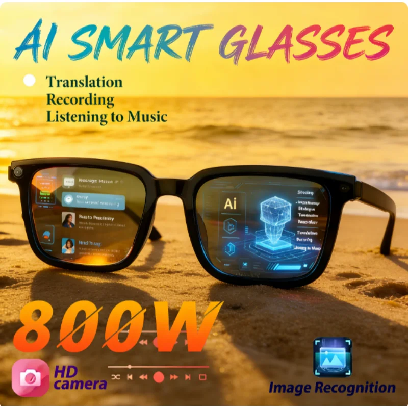 

2026 New 4K HD AI Smart Glasses Men Chat GPT 800MP Camera Bluetooth Call AI Translation Voice Assistant Control Sunglasses Women