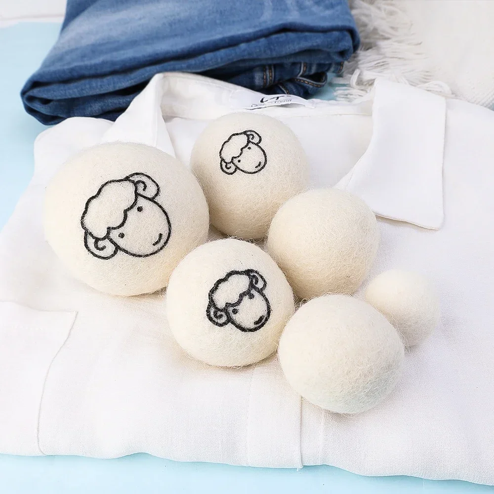3/6 Stück Wiederverwendbare Woll-Trocknerbälle, Wäschedecker-Weichspüler, Fleece-Trocknerball-Set für Zuhause, Wäschetrockner, Waschmaschine – Detail 9
