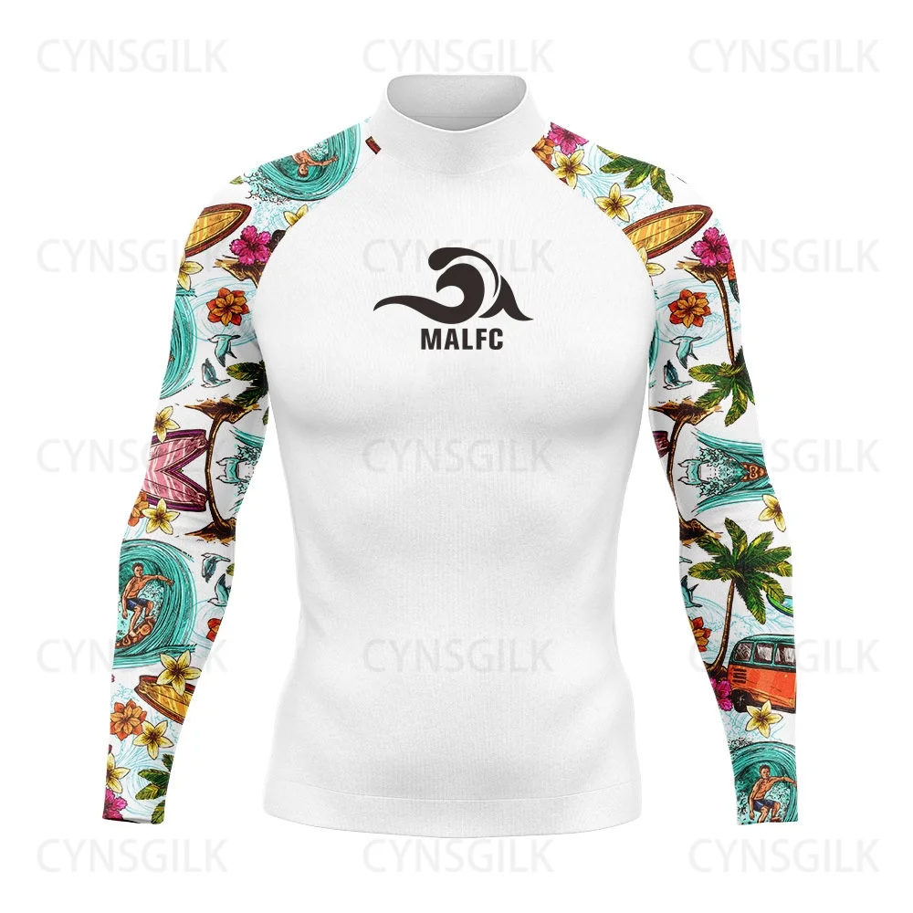 MALFC Rash guard for men Surfing Clothes Swimsuit Rashguard Surf Wear UPF 50 Water Sport Long Sleeve T-shirt Swimwear snorkeling