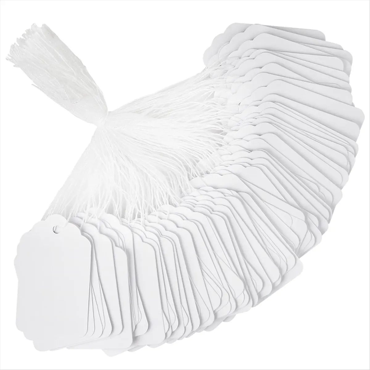 ABJS White Price Tags with String - 1000PCS Pre-Strung String Tags for Pricing, Paper Hang Tags Merchandise Tags