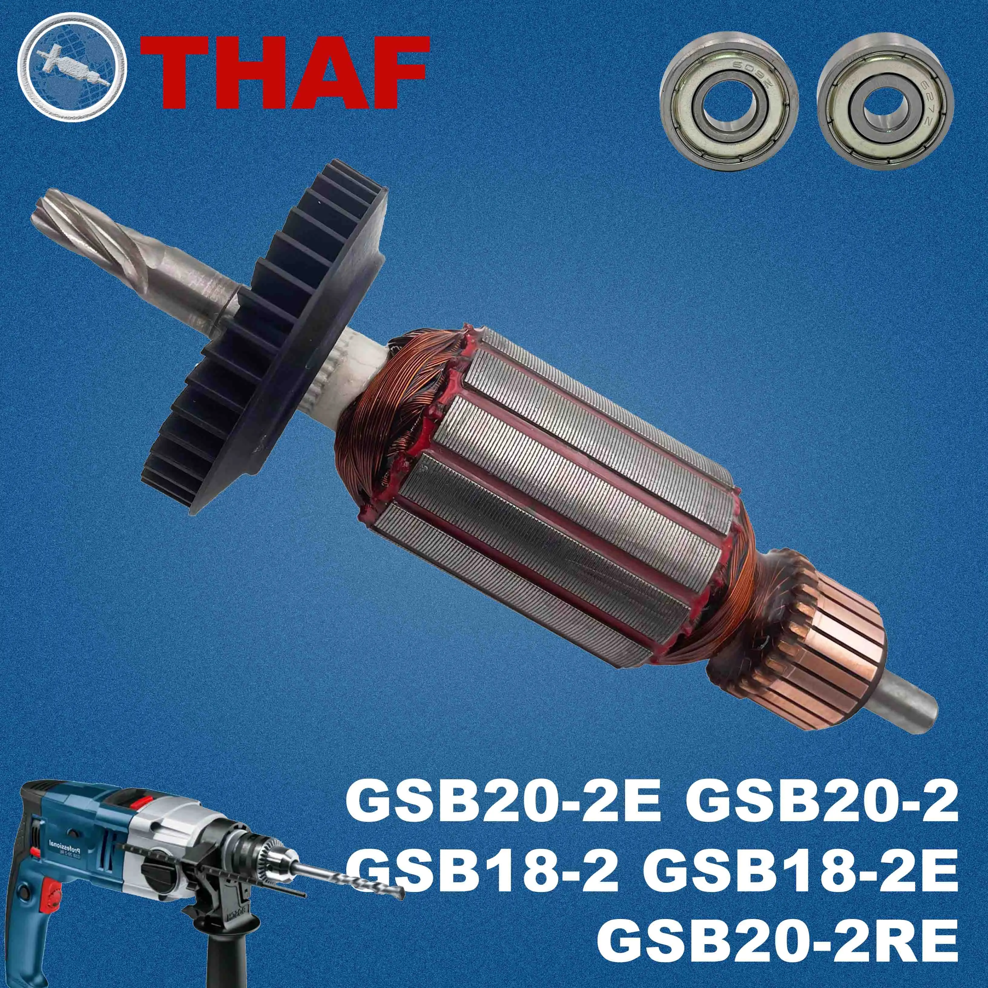 AC 220V 240V GSB20-2RE Armature Rotor For BOSCH Impact Drill Spare Parts Hammer Drill GSB 20-2 RE