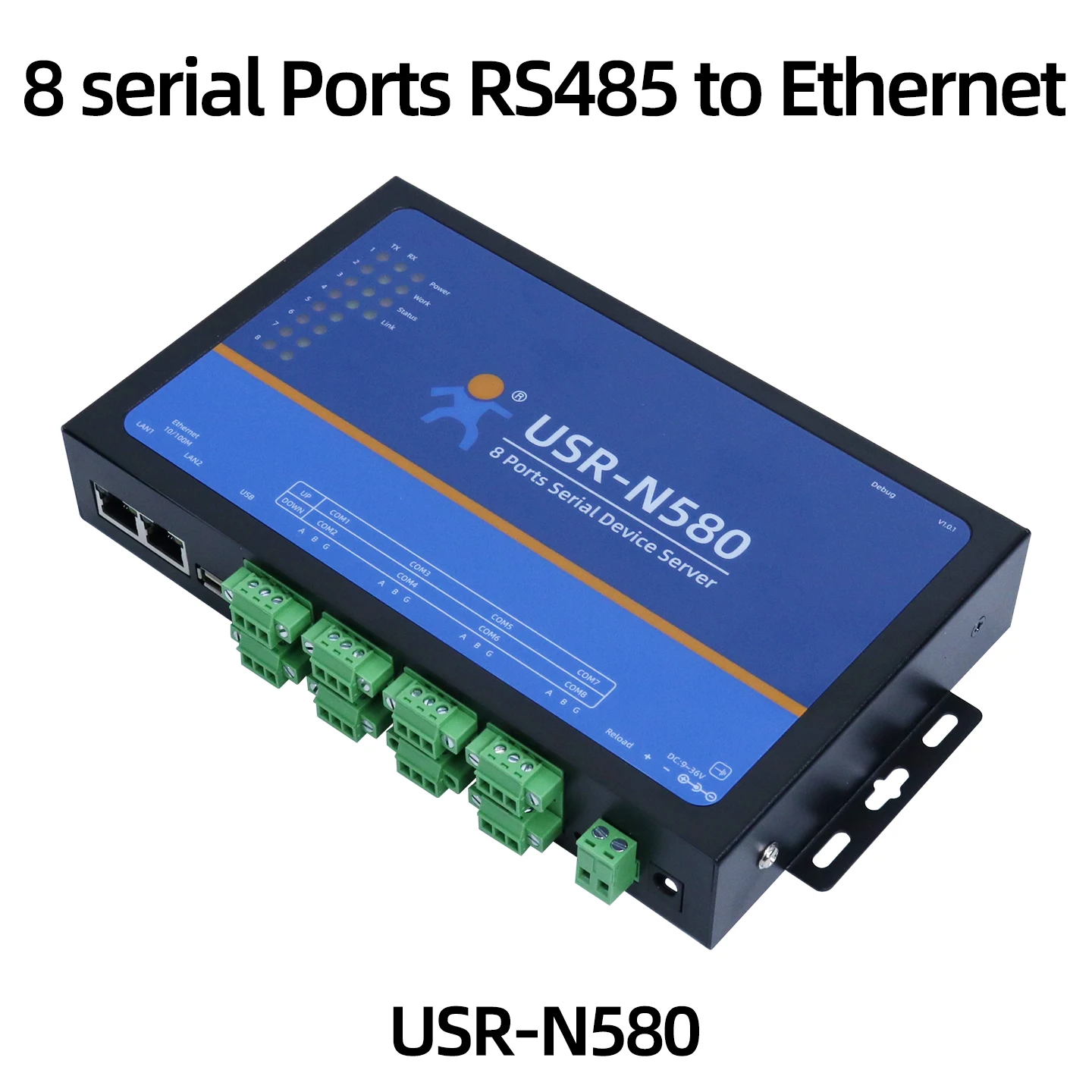 8 Serial Ports RS485 to Ethernet Device Modbus RTU to TCP Gateway Net Support Edge Computing MQTT Industrial IoT PUSR USR-N580