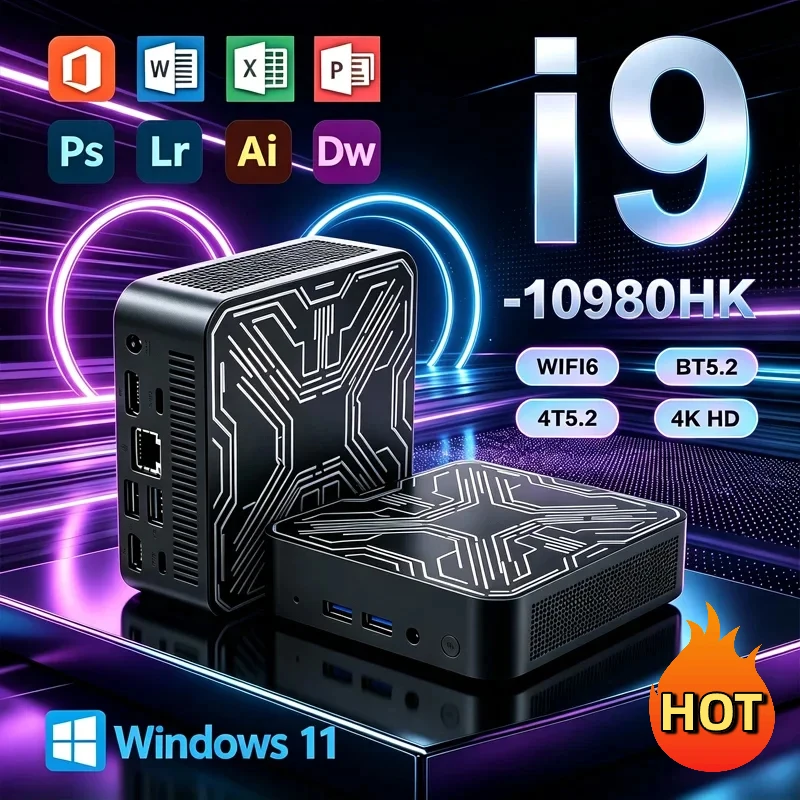Windows 11 High Performance Mini PC Core I9‑10980HK 4K HD Output WiFi6 Bluetooth5.2 Multi‑task Design Work Gaming Mini Computer
