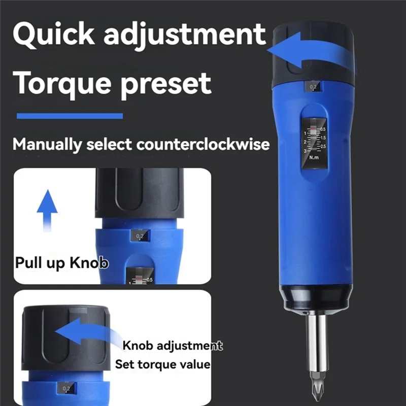A02M-Digital Display Preset Adjustable Torque Screwdriver With 1/4In Drive 4Bits Included With Box Screw Torque Set