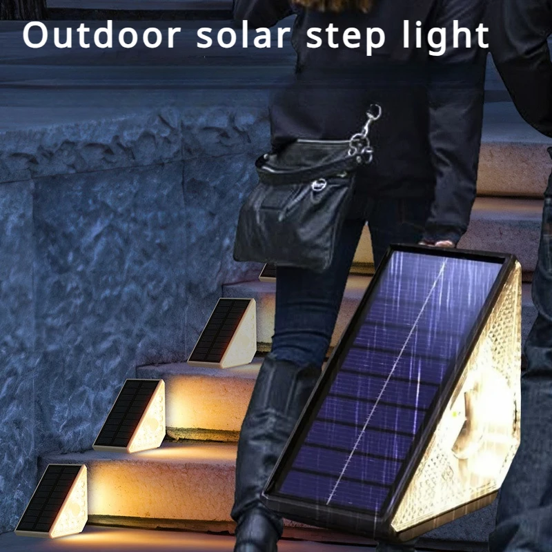 Outdoor Solar Step Light Waterproof Warm White and 7 RGB Color IP65 LED Solar Staircase Deck Decoration Package 4-2