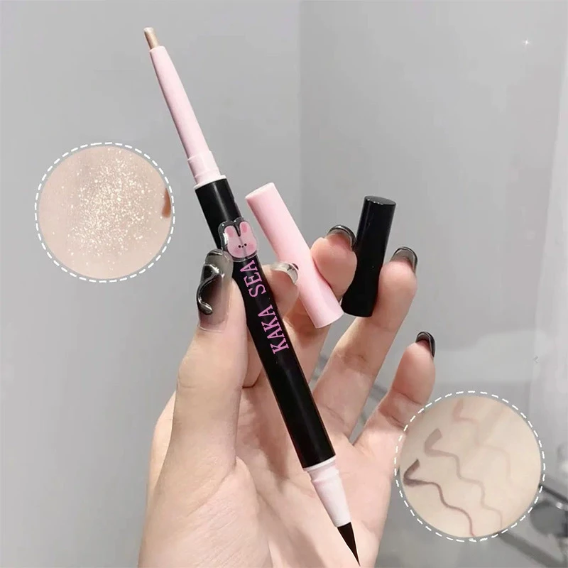 Crayon ver à soie à Double extrémité, surligneur et stylo correcteur imperméable, longue durée, scintillant naturel, crayon fard à paupières, bâton de maquillage