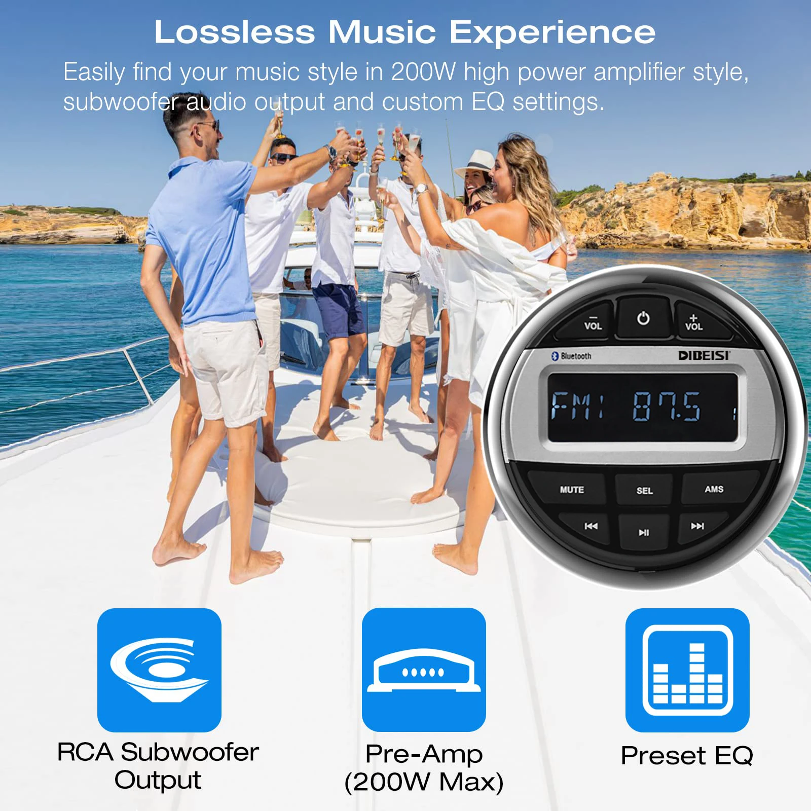 Waterproof Marine Stereo Bluetooth Radio Motorcycle Audio Boat Car MP3 Player Auto Sound System FM AM Receiver For SPA UTV ATV