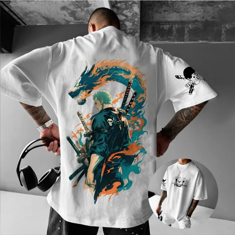Colección oficial de One Piece 2025 - Camiseta gráfica holgada para hombres y mujeres, camisa de anime de algodón de alta calidad con logotipo de tripulación