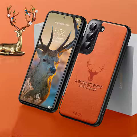 Luxury Retro Deer Leather Case For Samsung Galaxy S24 S23 S22 S21 Ultra Plus S20 FE A73 A53 A72 A52 A42 A54 A53 Silicone Cover