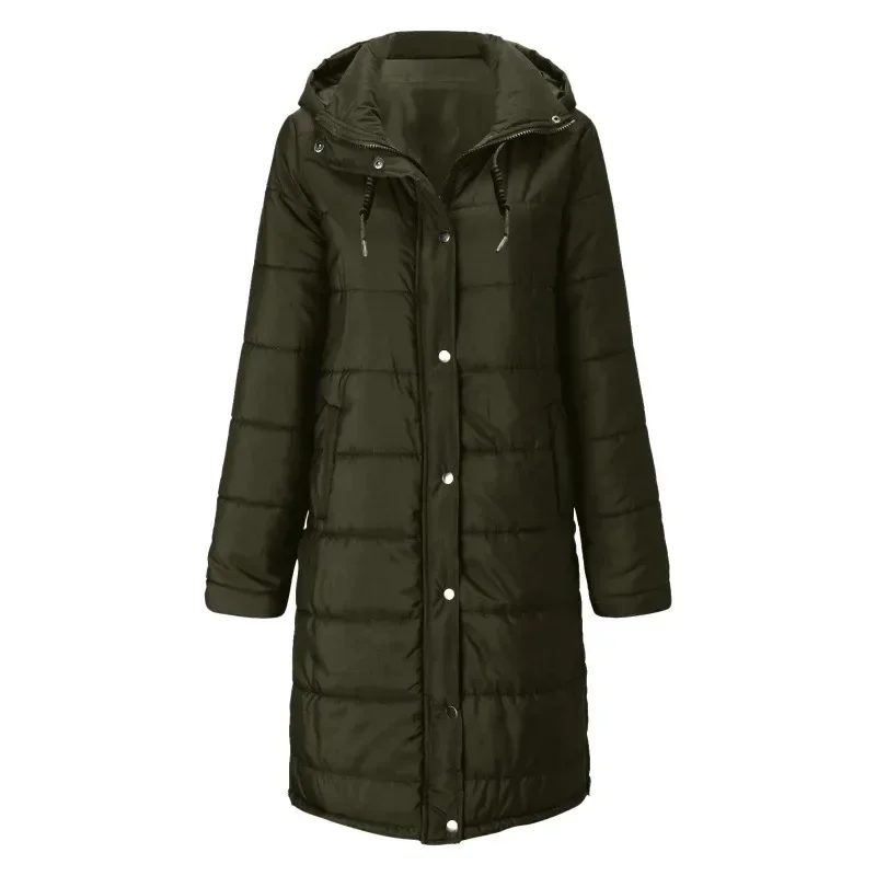 سترة نسائية طويلة مع غطاء محرك السيارة شتاء دافئ خفيف الوزن مبطن معطف الخريف الشتاء حشو رذاذ #5