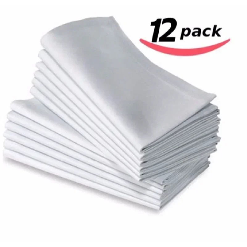 

12pcs 100% COTTON RESTAURANT DINNER CLOTH LINEN WHITE 50x50cm PREMIUM HOTEL NAPKINS