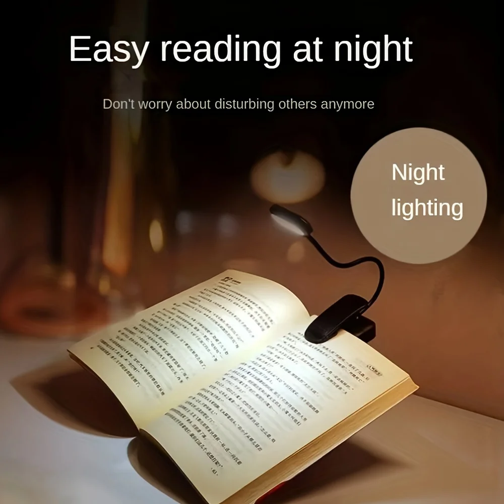 

LED Book Light with Clip-Rechargeable Adjustable Brightness 3 Color Modes Long-Lasting Battery Life for Bedtime Reading