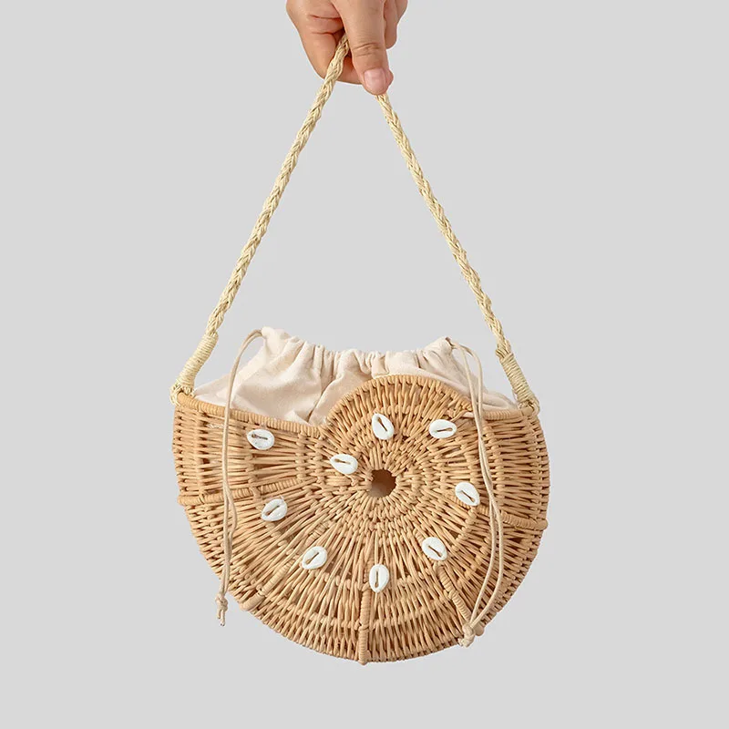 

Cute Conch-shaped Rattan Bag Handmade Summer Beach Straw Bag Funny Woven Shell Women Shoulder Crossbody Bags Trend Bali Purses