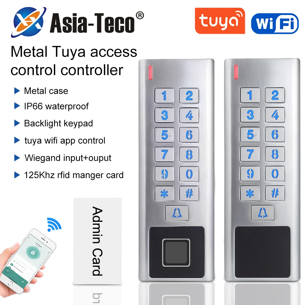 WiFi Tuya App Smart Fingerprint Door Lock Keypad RFID Card Reader Access Controler Outdoor Waterproof Door Access Control System