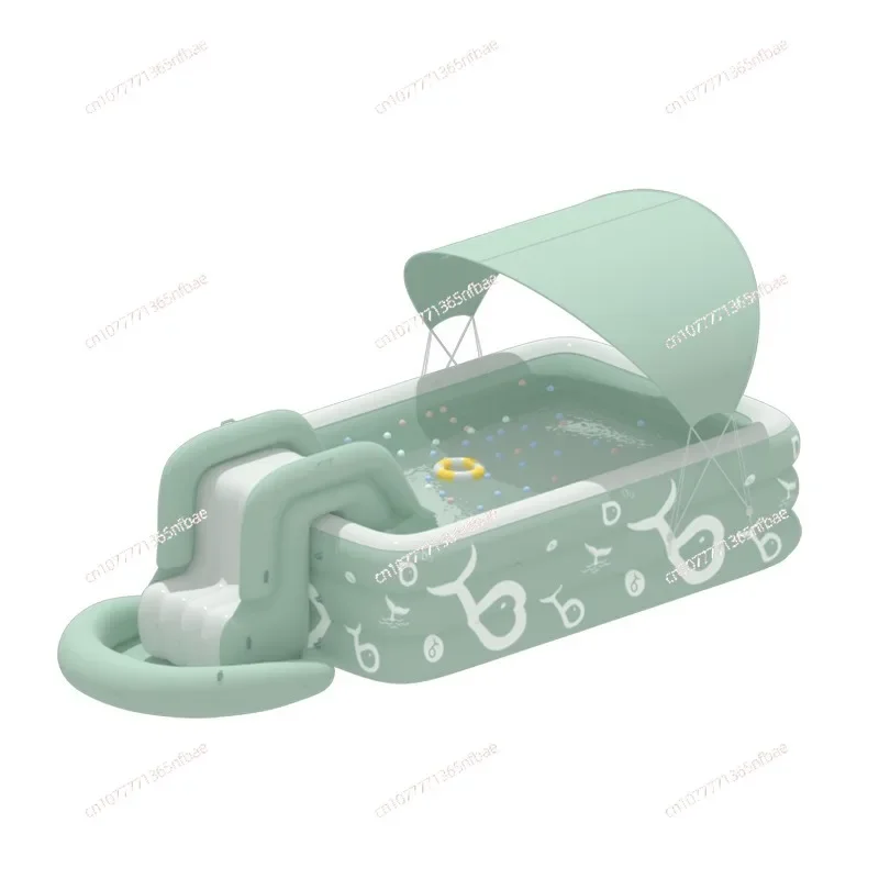 Household Outdoor Slide with Awning Naughty Castle Children's Foldable Large Automatic Inflatable Thickened Swimming Pool