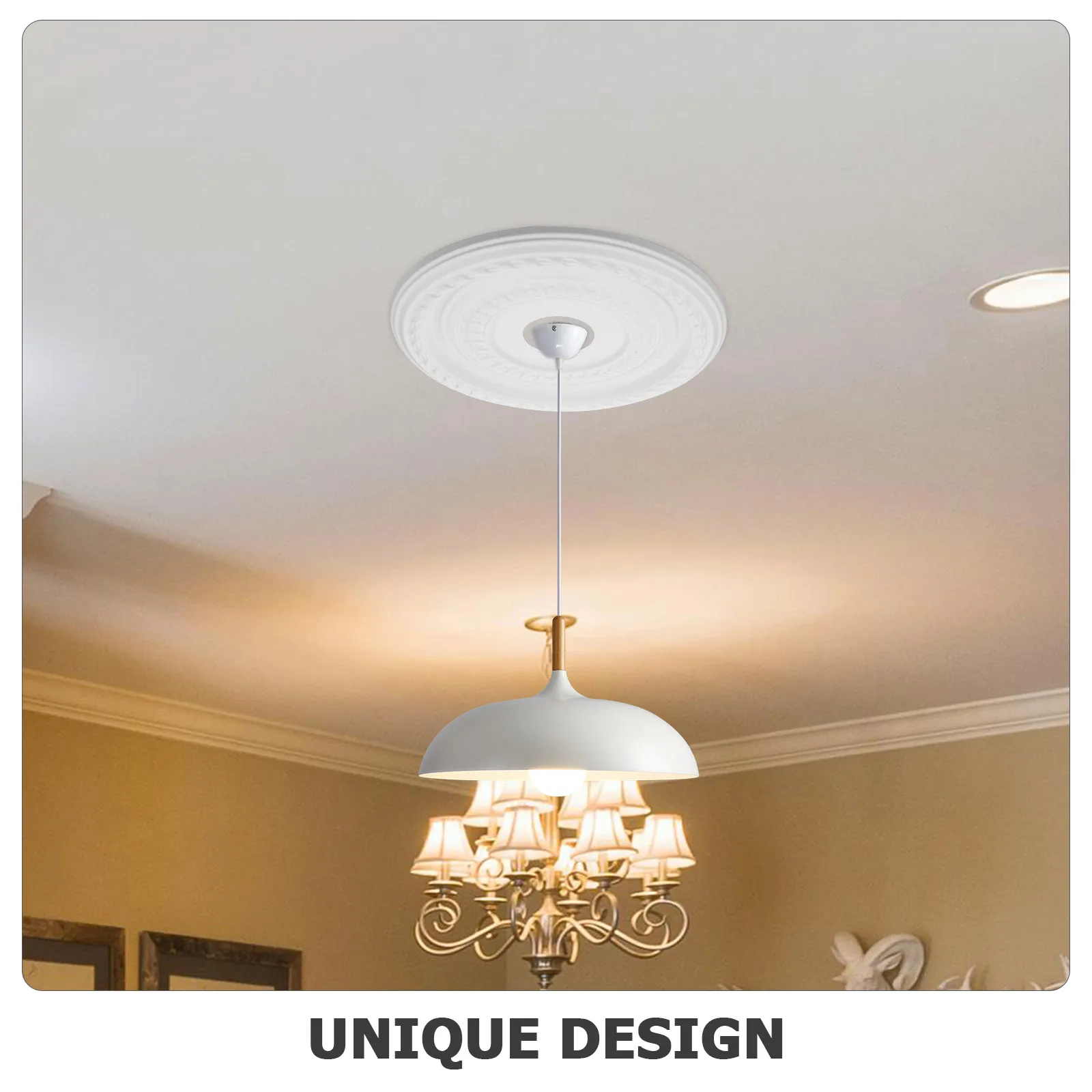 

1Pcs Attractive PU Ceiling Medallion 41CM White Light Cover Plate Chandelier Design For All Occasions