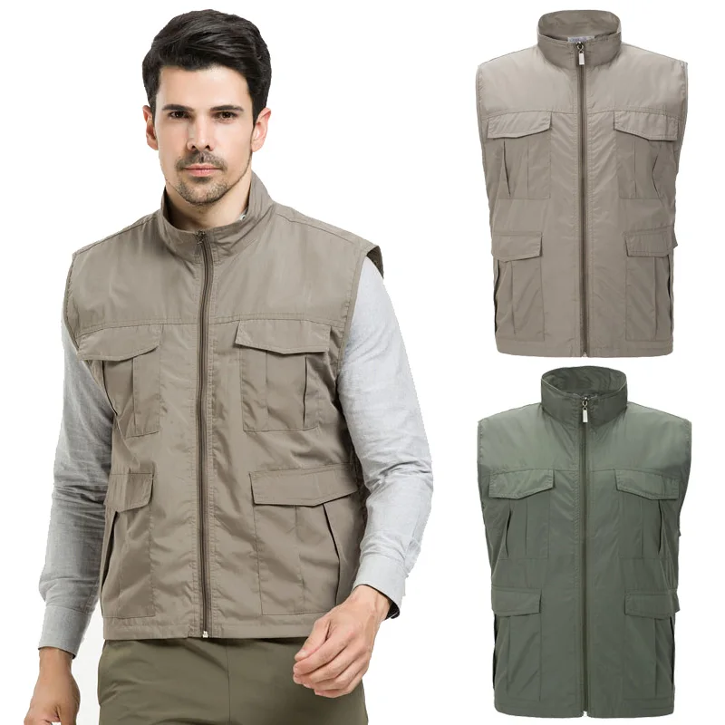 Hot Outdoors Fishing Vest Quick Dry Man Multiple Pockets Breathable Comfortable Wear-Resisting Women Vests Reporter Interview