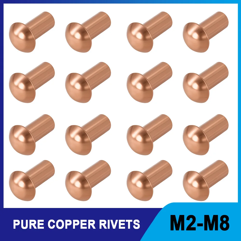 M2 M3 M4 M5 M6 M8 Solid Pure Copper Rivets GB867 High Electrical Conductivity Corrosion Resistance Copper Rivet For Electrical