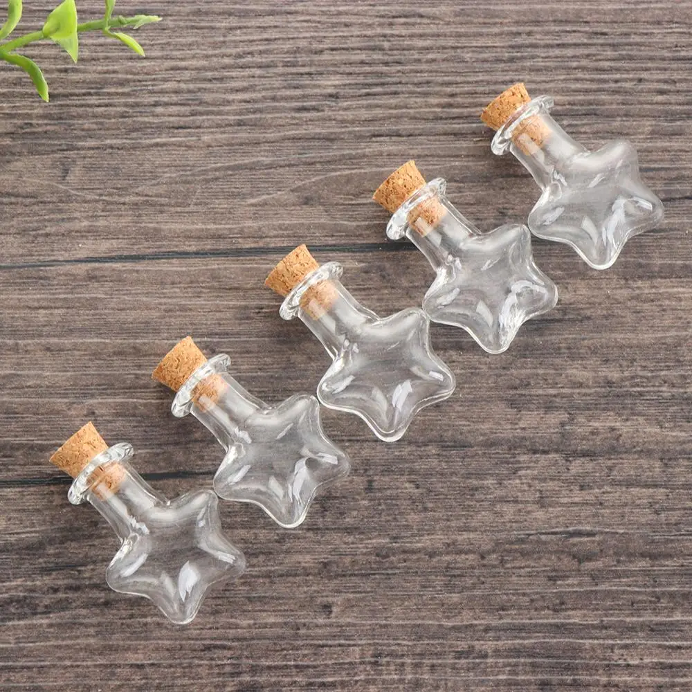 5pcs Cute New Storage Vial Wedding Supplies Cork Stopper Home Decoration Empty Sample Jars Glass Cork Bottles Wishing Bottle