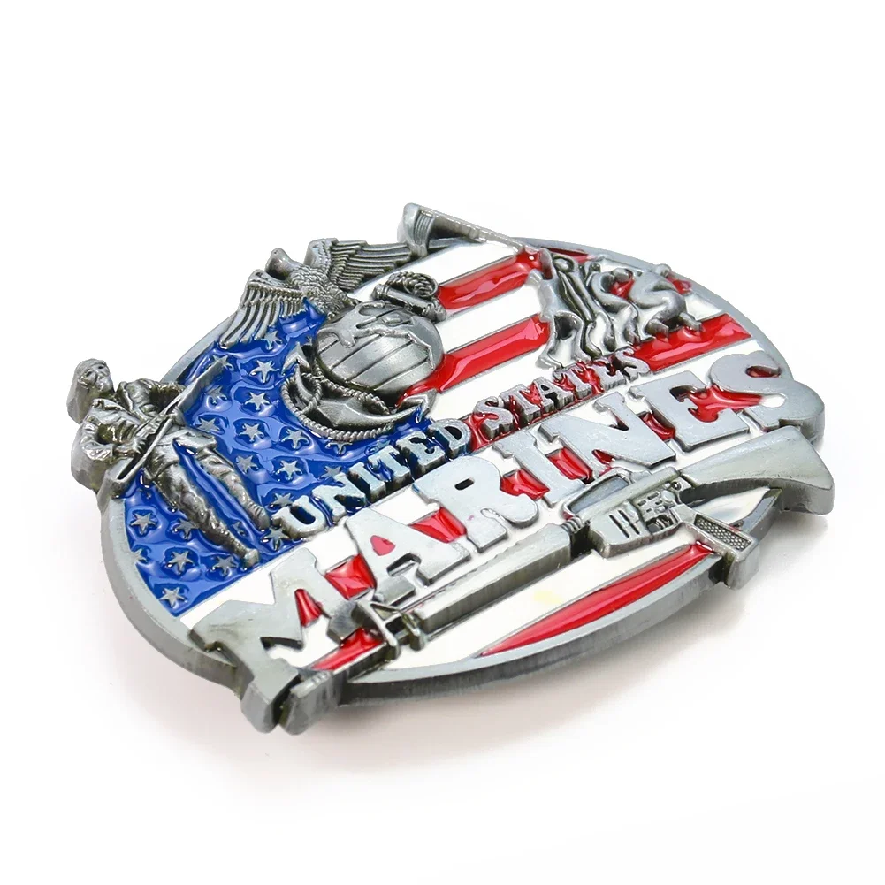 USMC United States Marines Belt Buckle American Flag Eagle Globe Anchor for Men Western Cowboy Belt Patriotic Gift for Veterans