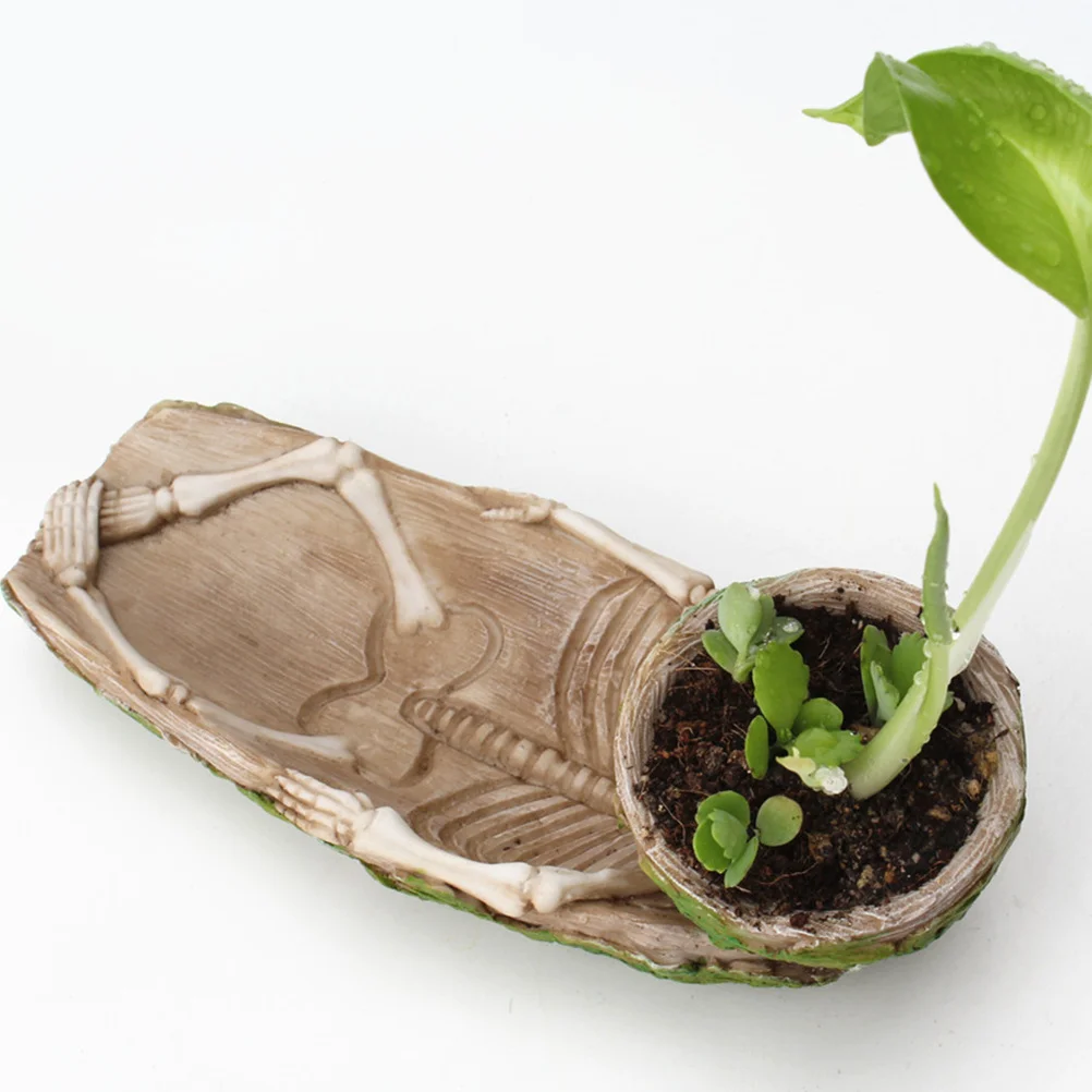 

Skull Human Bone Resin Succulent Cactus Flower Pot Container Desktop Plant Pot Perfect Halloween Ornament Desktop Plant Pots