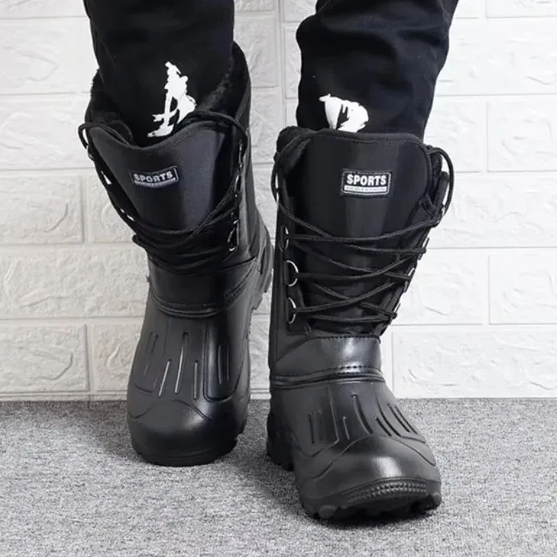 New Mens Boots Quality Fleece Lined Snow Boots Winter Waterproof Non Slip Fishing Shoes for Man Comfort Work Boot Zapatos Hombre