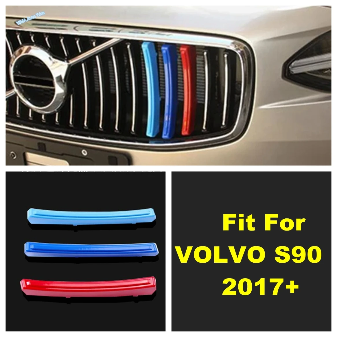 

Plastic Car Styling Front Grille Grill Inserts Racing Grille Decor Frame Accessories Cover Trim Fit For VOLVO S90 2017 2018 2019