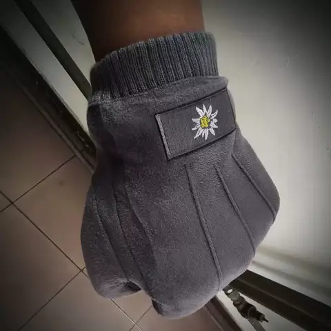 Gants allemands Edelweiss en daim noir d'hiver, gris champêtre, à écran tactile et en velours