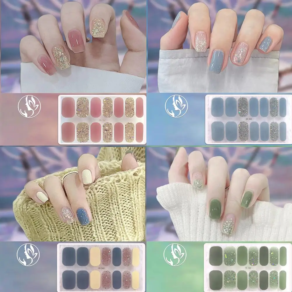 

3D блестящая фольга, полузатвержденные наклейки для дизайна ногтей, слайдер для французского украшения, водостойкая УФ-маникюрная паста, наклейка, гель для ногтей H0J1