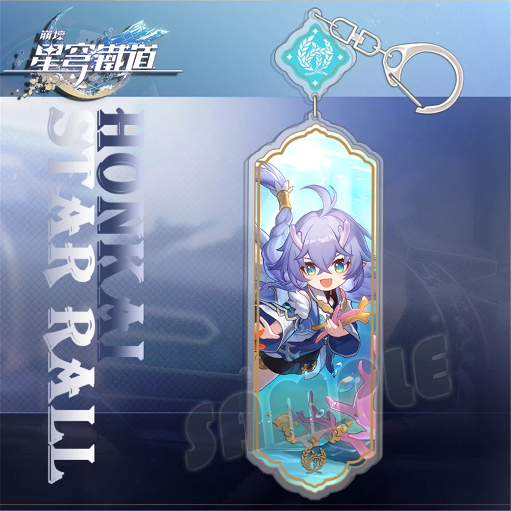 58mm Game Honkai: Star Rail Pom-Pom Stelle Caelus Misha Aventurine Acheron Cosplay Key Chains Keychain Cosplay Acrylic Keyring