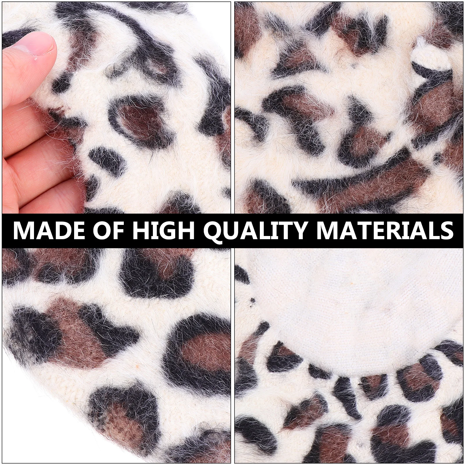 

Berets Beanie Hat Female Fashion Warm Leopard Print Cap Rabbit Soft Comfortable Elegant Spring Autumn Winter