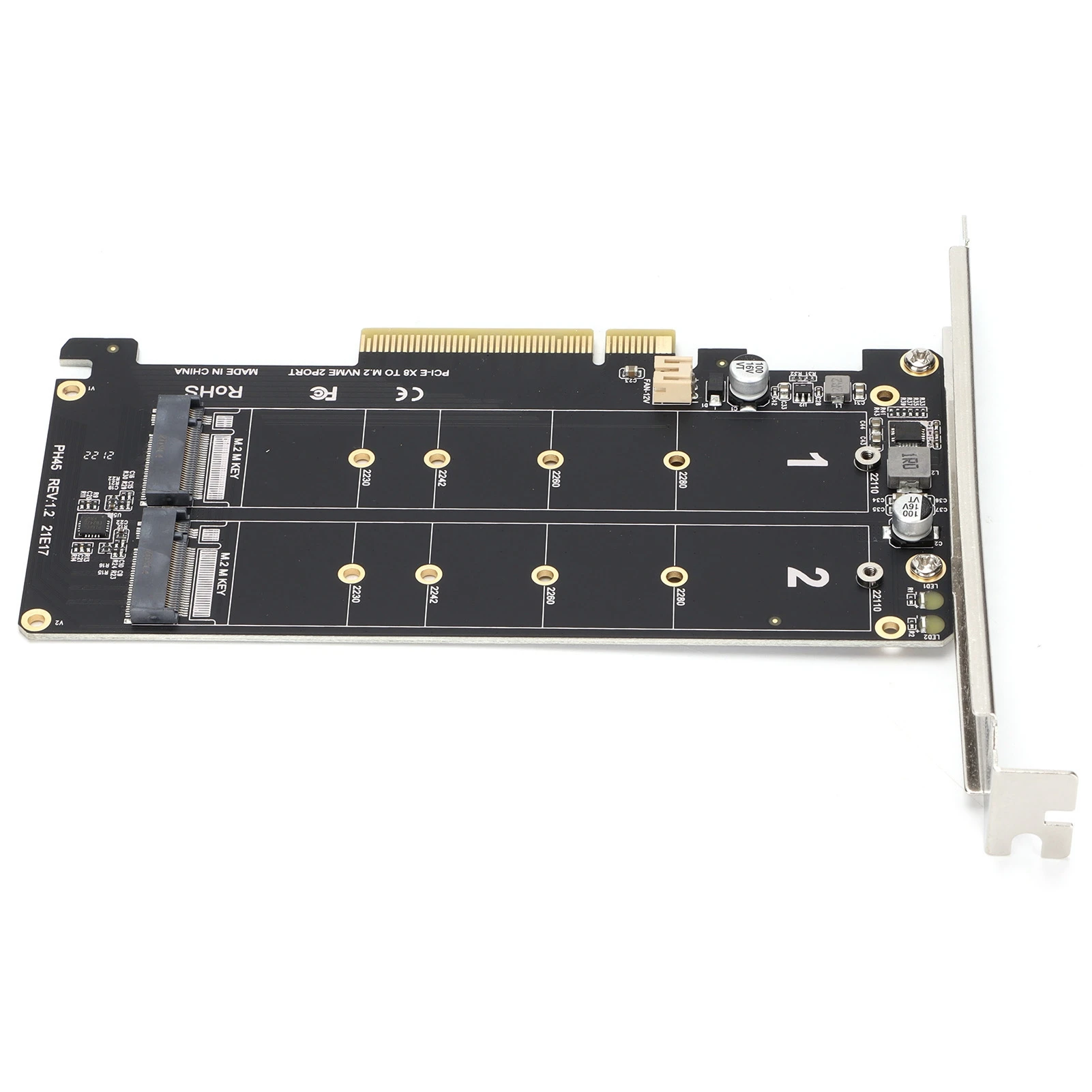 Карта адаптера Dual M.2 NVMe SSD на PCIE X8 M Key Жесткий диск Конвертер Устройство чтения Карта расширения для сервера игровой рабочей станции