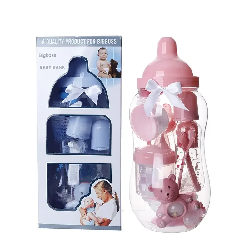 Set di biberon per biberon rosa blu Set di salvadanaio regalo per bambini grandi