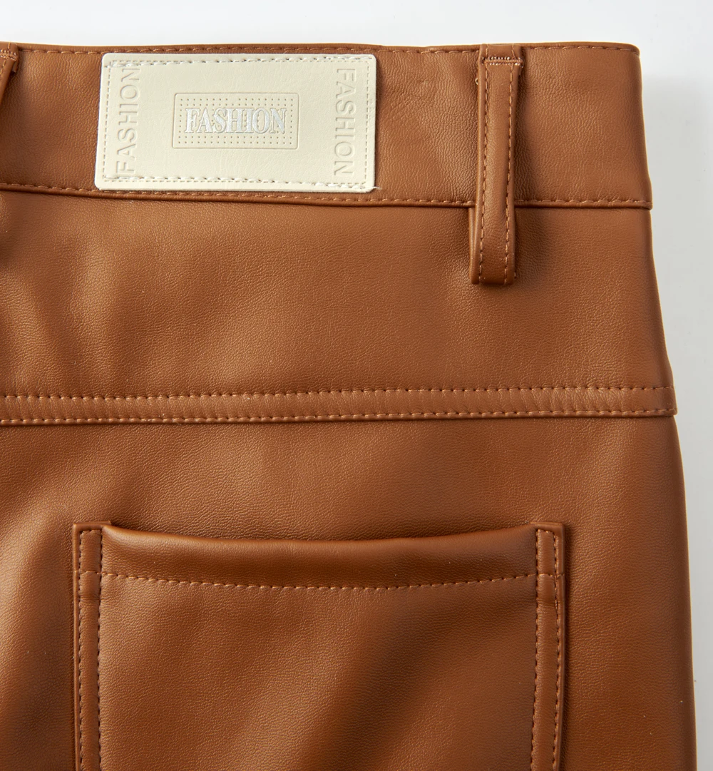 Herren-Lederhose, schmale Passform, elastisch, modisch, PU-Lederhose, Motorrad- und Bikerhose, wasserdicht – Detail 9