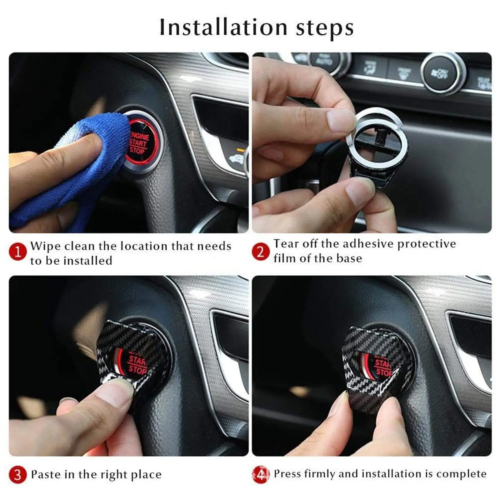 3D Metal Engine Ignition Start Stop Push Button Sticker One Button Ignition Key Decorative Switch Button Cover For Car Interior