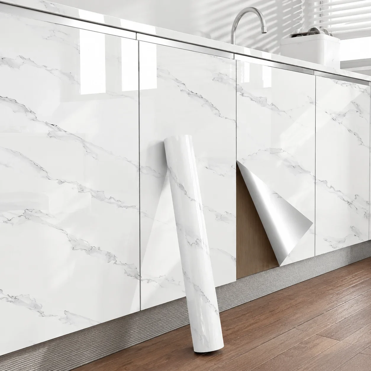 Waterproof And Easy-To-Clean Marble-Patterned Renovation Film Easy To Apply And Remove For Furniture And Home Makeovers.