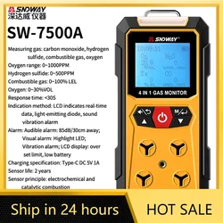 SNDWAY SW-7500A Detektor gazu 4 w 1 O2 Ex H2S CO Cztery alarmy Miernik analizatora tlenu i tlenku węgla