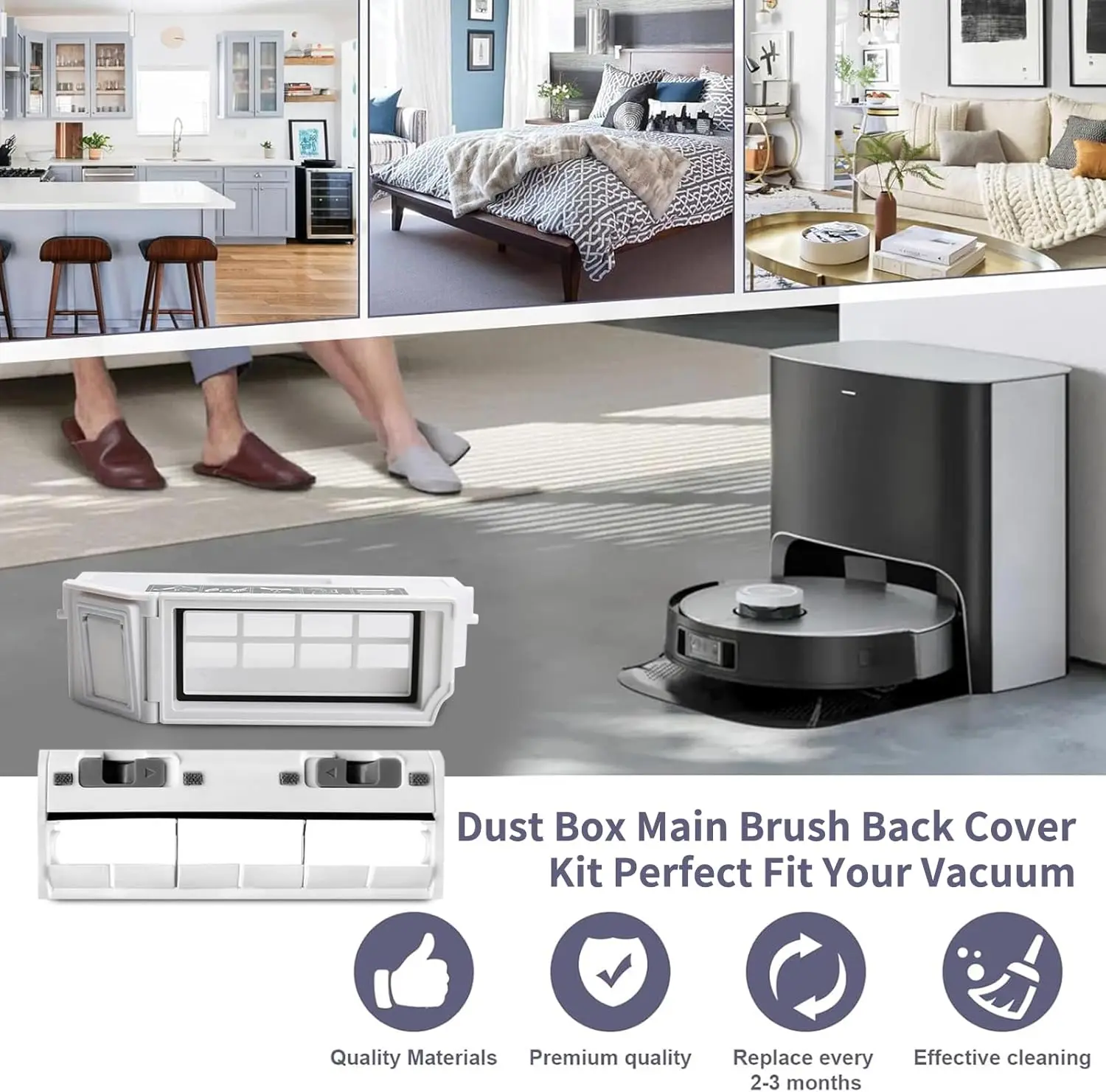 قطع غيار غطاء الفرشاة الرئيسية لصندوق الغبار لملحقات المكنسة الكهربائية الروبوتية Ecovacs Deebot T10/X1