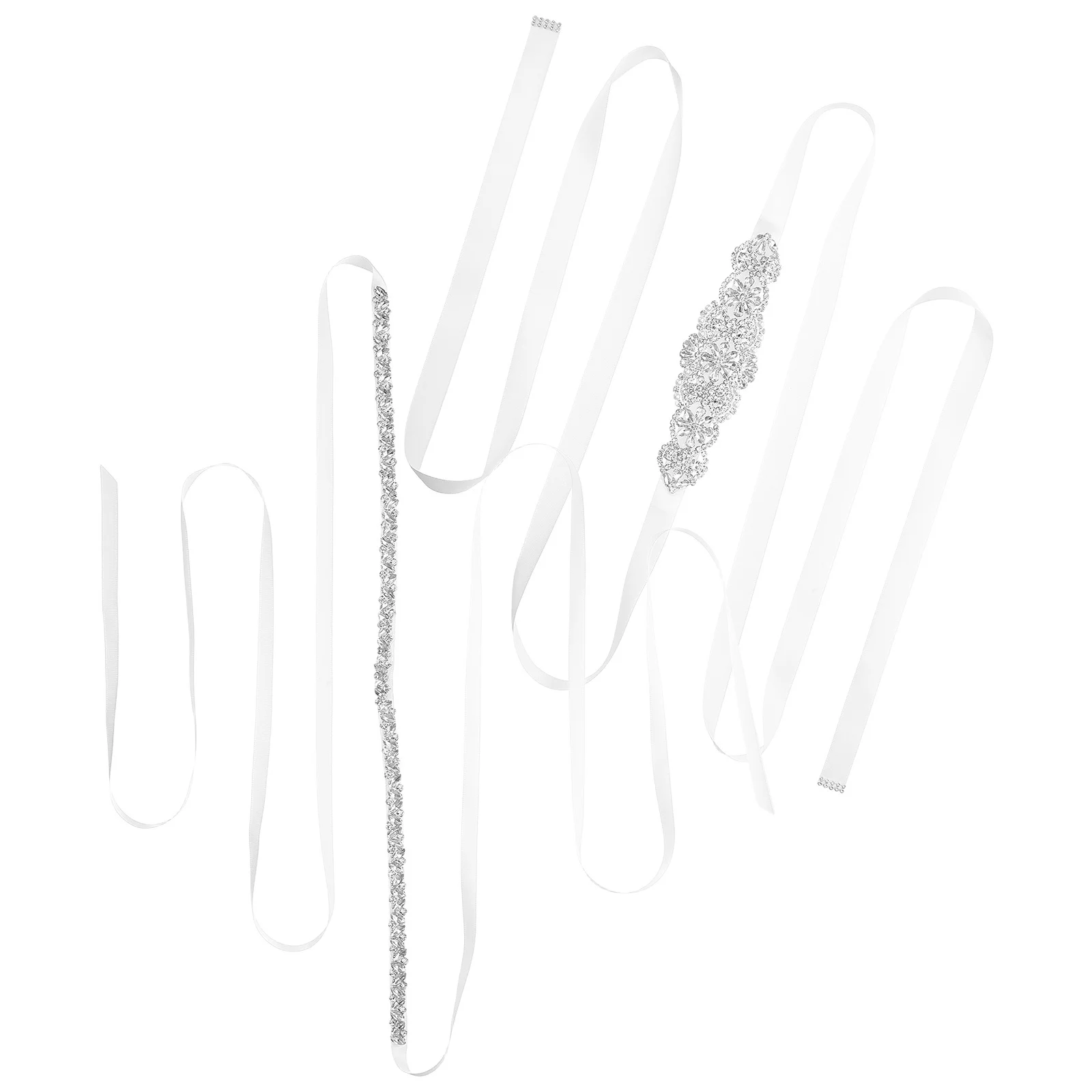 

2pcs Pearl Waist Cincher: Handcrafted Rhinestone Bridal Belt For Wedding Dress Sparkly Sash Formal Evening Party Wear Reusable