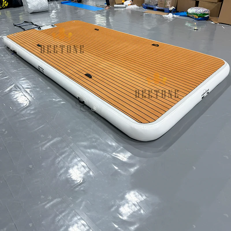 Drop Stitch Water Floating Pontoon Dock Inflatable Swimming Leisure Platform With Ladder